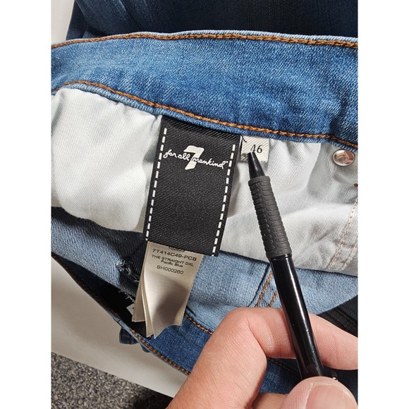 7 for all mankind Men's Sz 46 The Straight DXL Pacific Blue Jeans - Picture 9 of 14